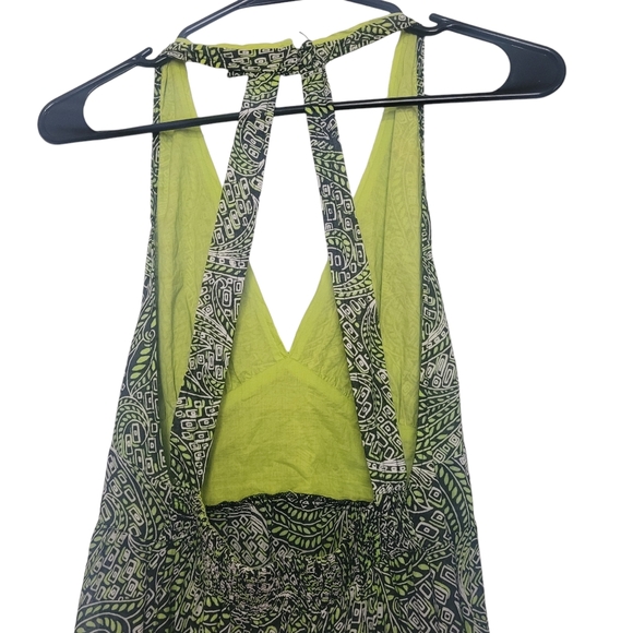 Burning Torch Green Graphic print Halter maxi dress Size-P - Picture 7 of 15